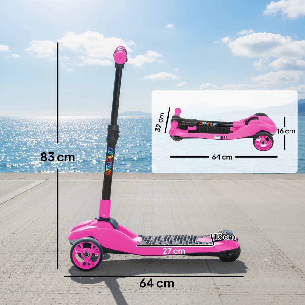 AIYAPLAY Three-Wheel Foldable Electric Scooter for Kids Aged 6-10 Years, Pink - SGP Garden Ltd