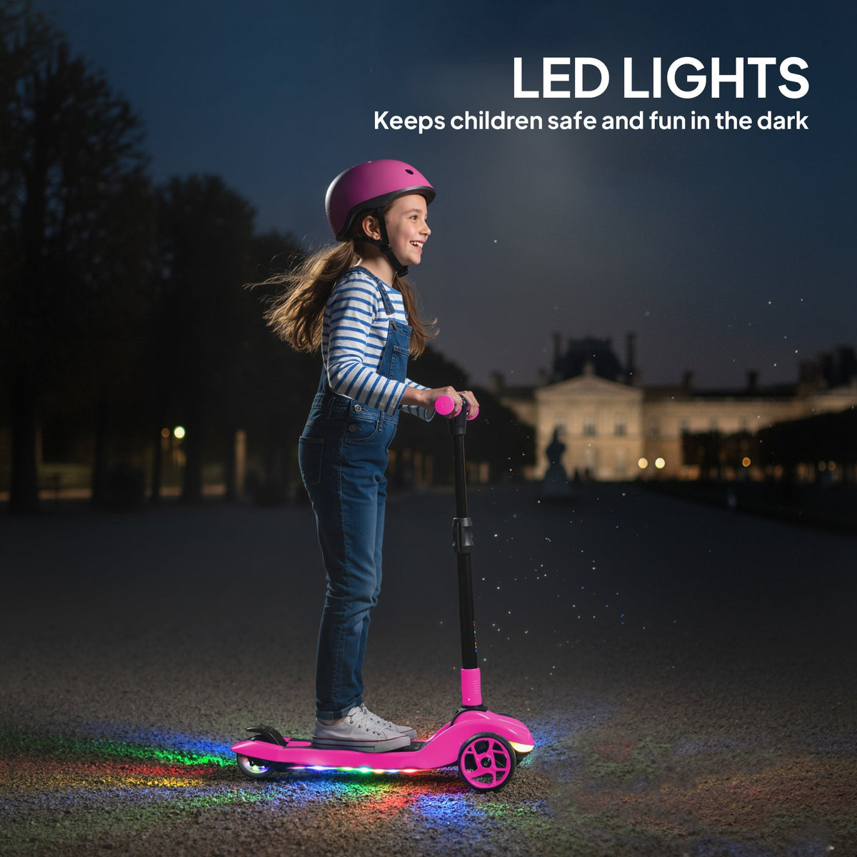 AIYAPLAY Three-Wheel Foldable Electric Scooter for Kids Aged 6-10 Years, Pink - SGP Garden Ltd