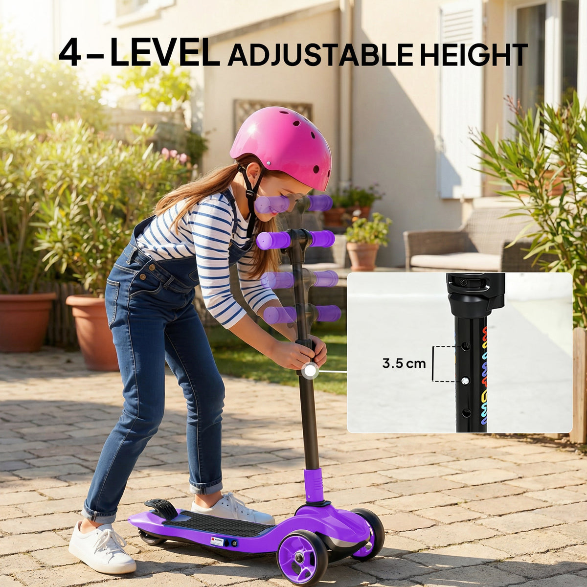 AIYAPLAY Three-Wheel Foldable Electric Scooter for Kids Aged 6-10 Years, Purple - SGP Garden Ltd