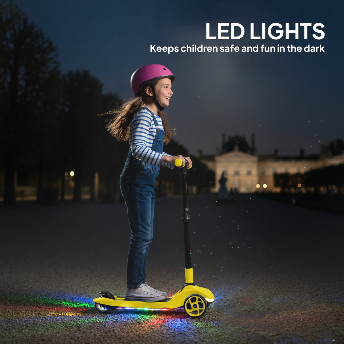AIYAPLAY Three-Wheel Foldable Electric Scooter for Kids Aged 6-10 Years, Yellow - SGP Garden Ltd