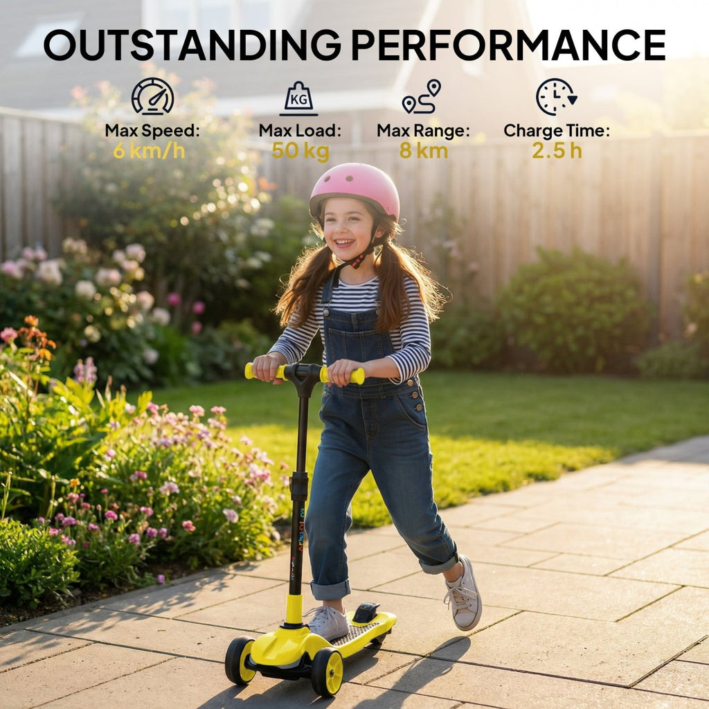 AIYAPLAY Three-Wheel Foldable Electric Scooter for Kids Aged 6-10 Years, Yellow - SGP Garden Ltd
