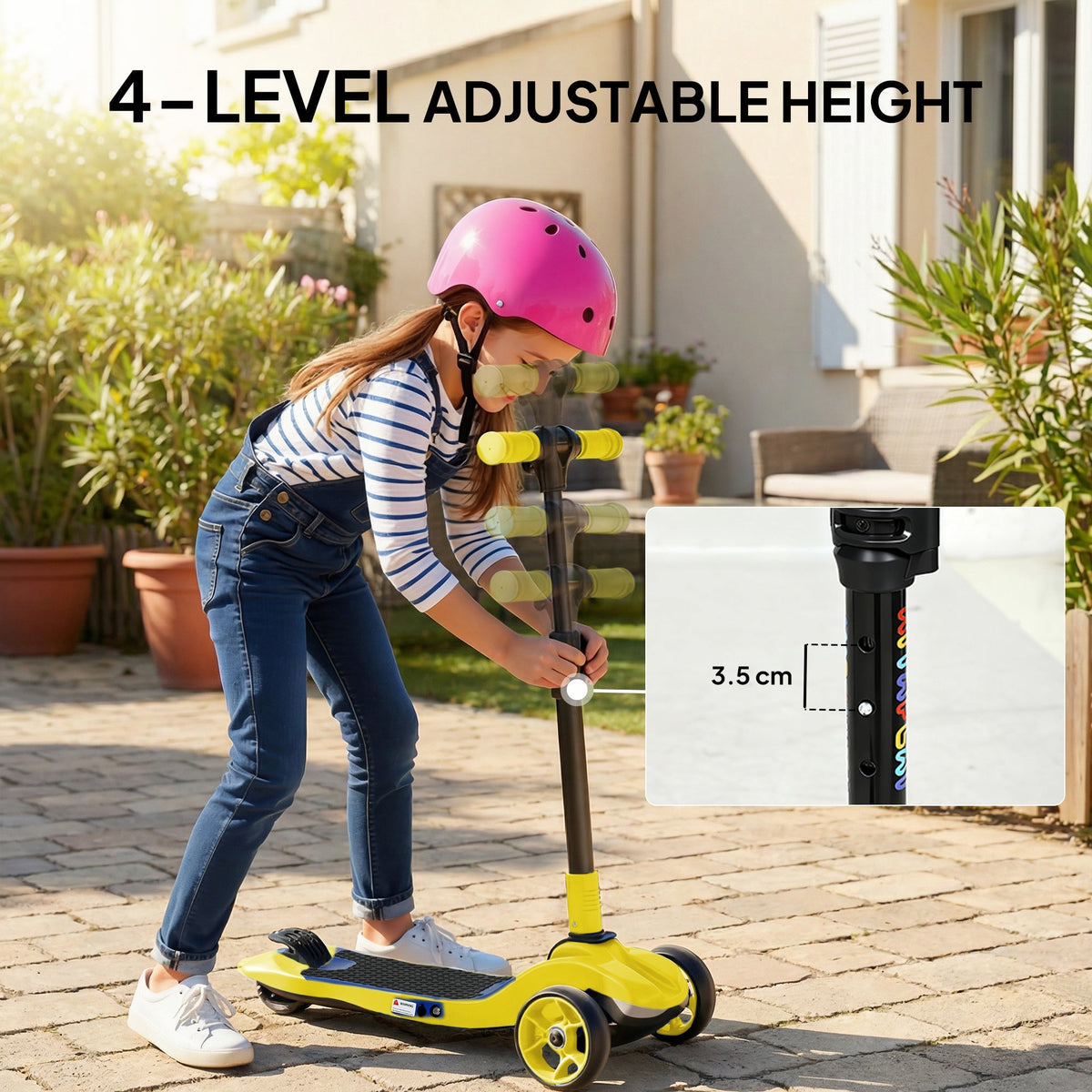 AIYAPLAY Three-Wheel Foldable Electric Scooter for Kids Aged 6-10 Years, Yellow - SGP Garden Ltd