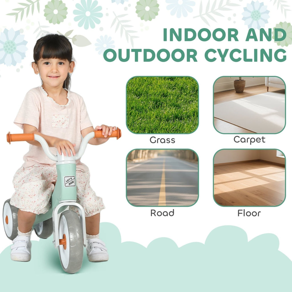 AIYAPLAY Toddler Balance Bike with No Pedal, 3 Silence Wheels for 12-36 Months Boys and Girls, Indoor Outdoor, Green - SGP Garden Ltd