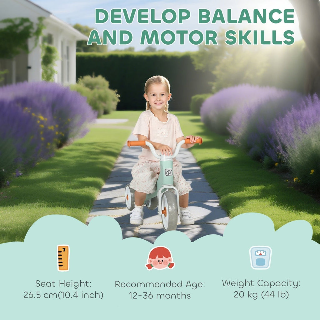 AIYAPLAY Toddler Balance Bike with No Pedal, 3 Silence Wheels for 12-36 Months Boys and Girls, Indoor Outdoor, Green - SGP Garden Ltd