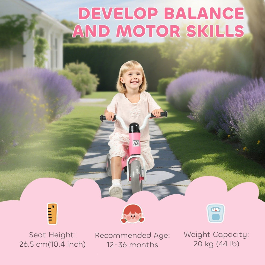 AIYAPLAY Toddler Balance Bike with No Pedal, 3 Silence Wheels for 12-36 Months Boys and Girls, Indoor Outdoor, Pink - SGP Garden Ltd