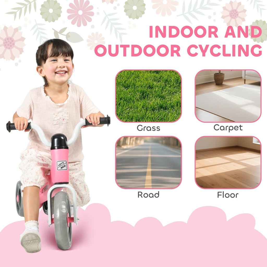 AIYAPLAY Toddler Balance Bike with No Pedal, 3 Silence Wheels for 12-36 Months Boys and Girls, Indoor Outdoor, Pink - SGP Garden Ltd