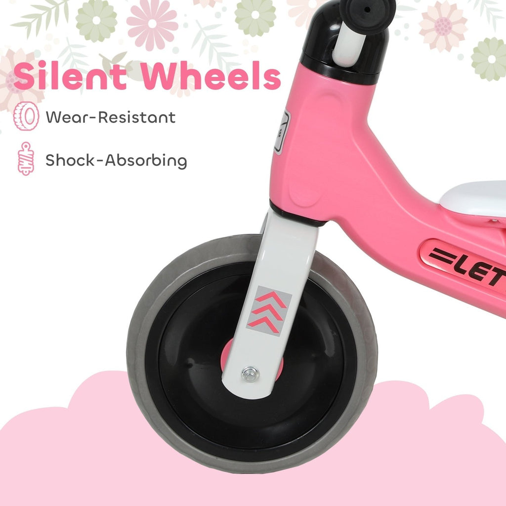 AIYAPLAY Toddler Balance Bike with No Pedal, 3 Silence Wheels for 12-36 Months Boys and Girls, Indoor Outdoor, Pink - SGP Garden Ltd