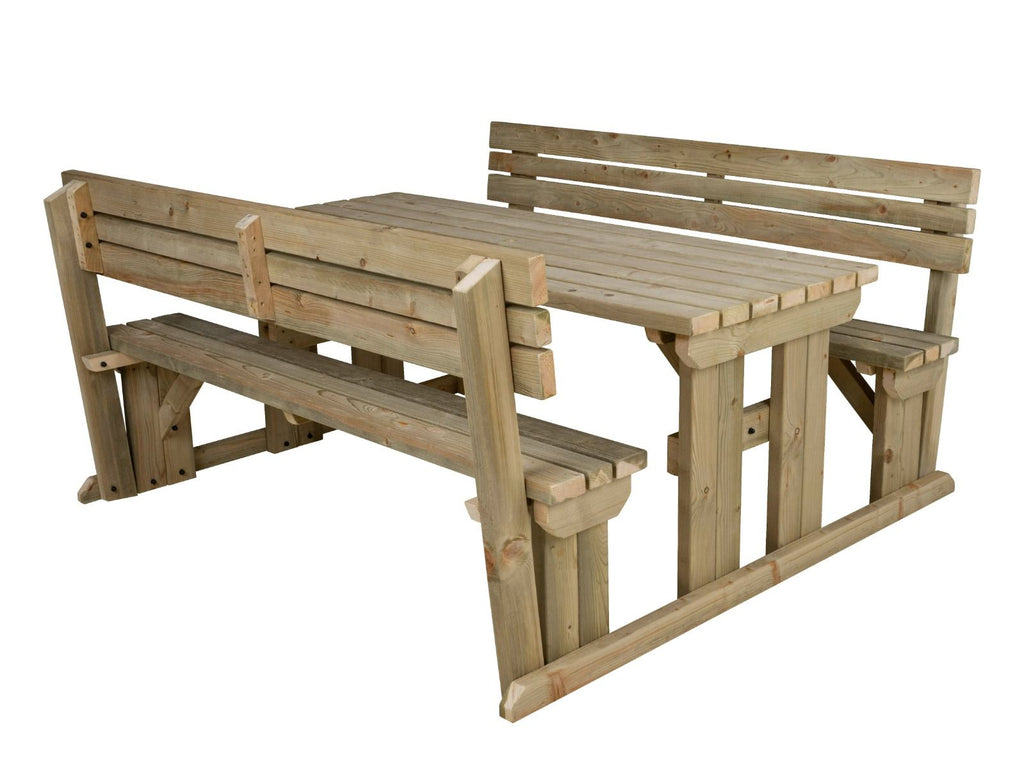 Alders Picnic Table Benches Set With Backrest - SGP Garden Ltd