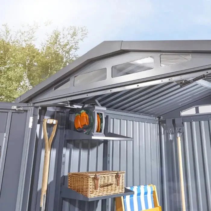 Alton Shed 6FT x 6FT W 1.8m x D 1.84m x H 2.13m Grey - SGP Garden Ltd