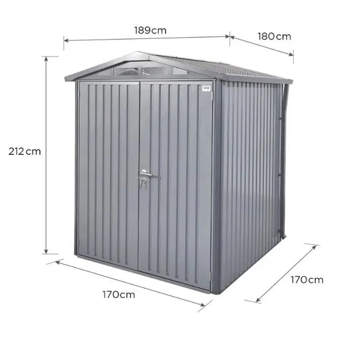 Alton Shed 6FT x 6FT W 1.8m x D 1.84m x H 2.13m Grey - SGP Garden Ltd