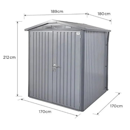 Alton Shed 6FT x 6FT W 1.8m x D 1.84m x H 2.13m Grey - SGP Garden Ltd