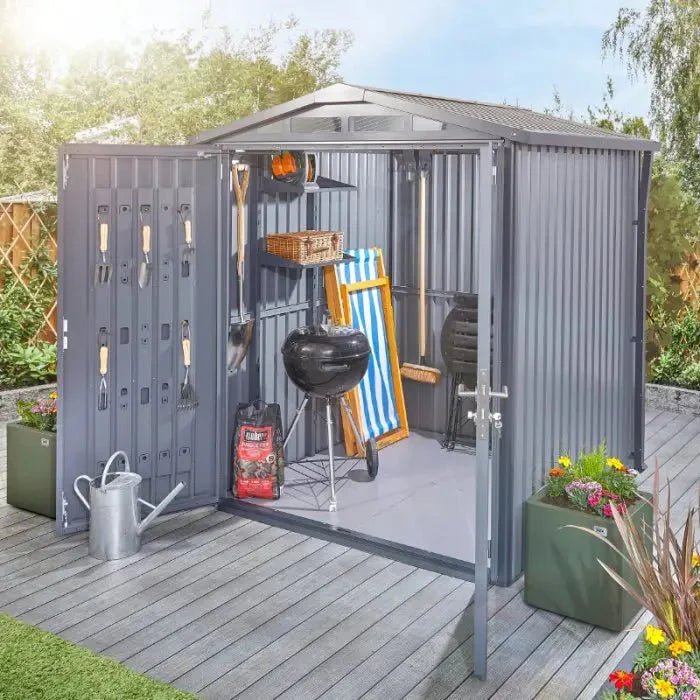 Alton Shed 6FT x 6FT W 1.8m x D 1.84m x H 2.13m Grey - SGP Garden Ltd