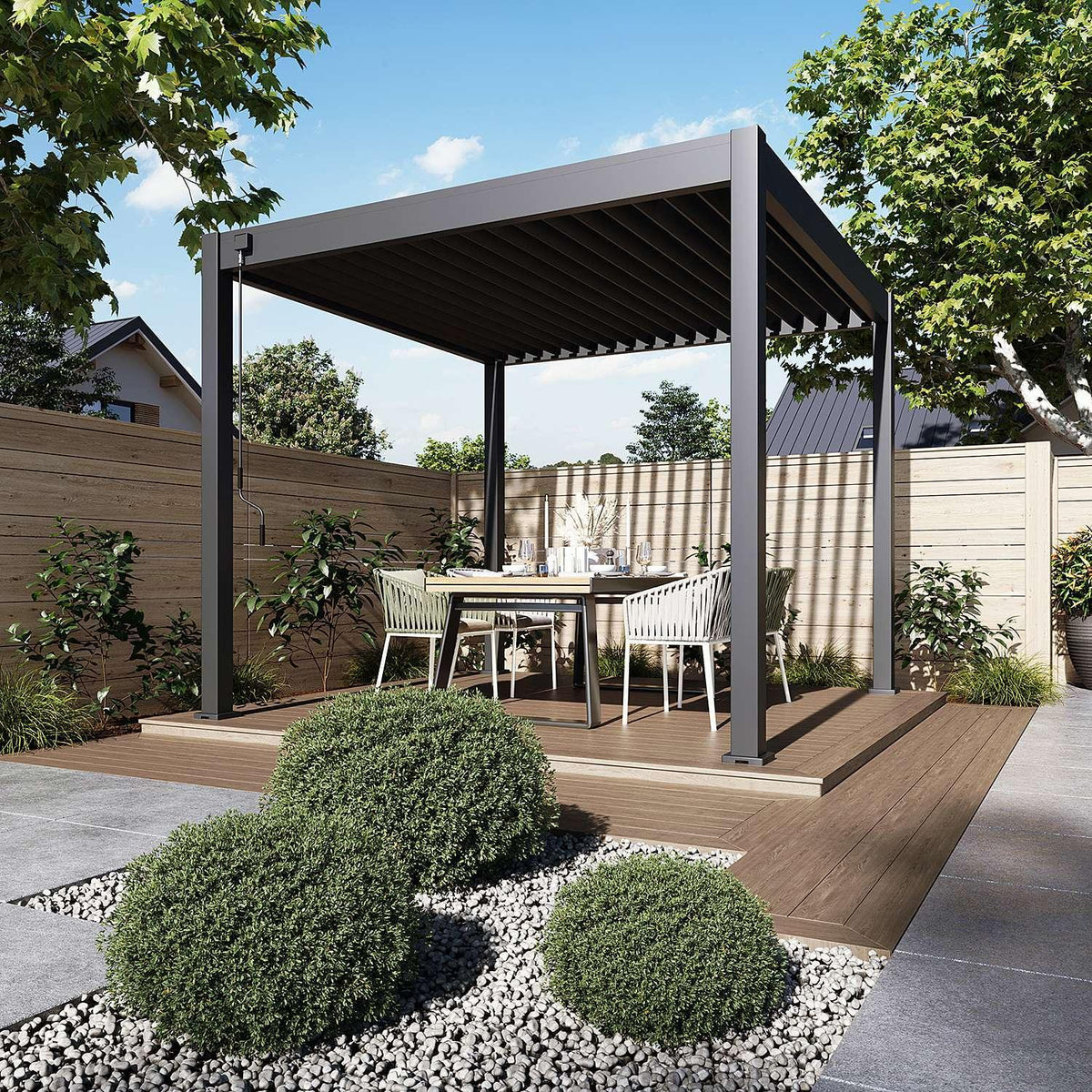 Aluminium Pergola 3m x 3m Free Standing with LED Package - SGP Garden Ltd