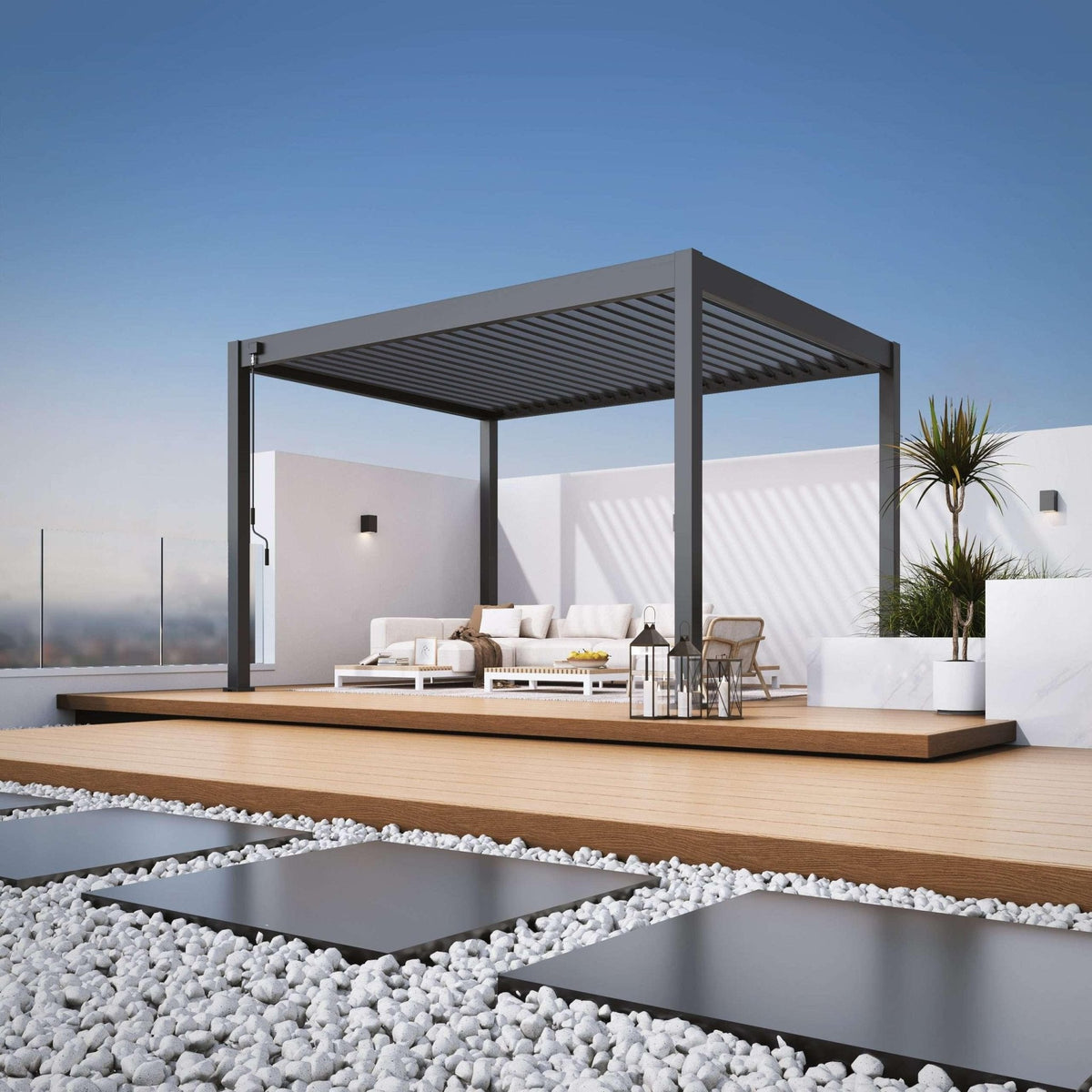 Aluminium Pergola 4m x 3m Free Standing with LED Package - SGP Garden Ltd