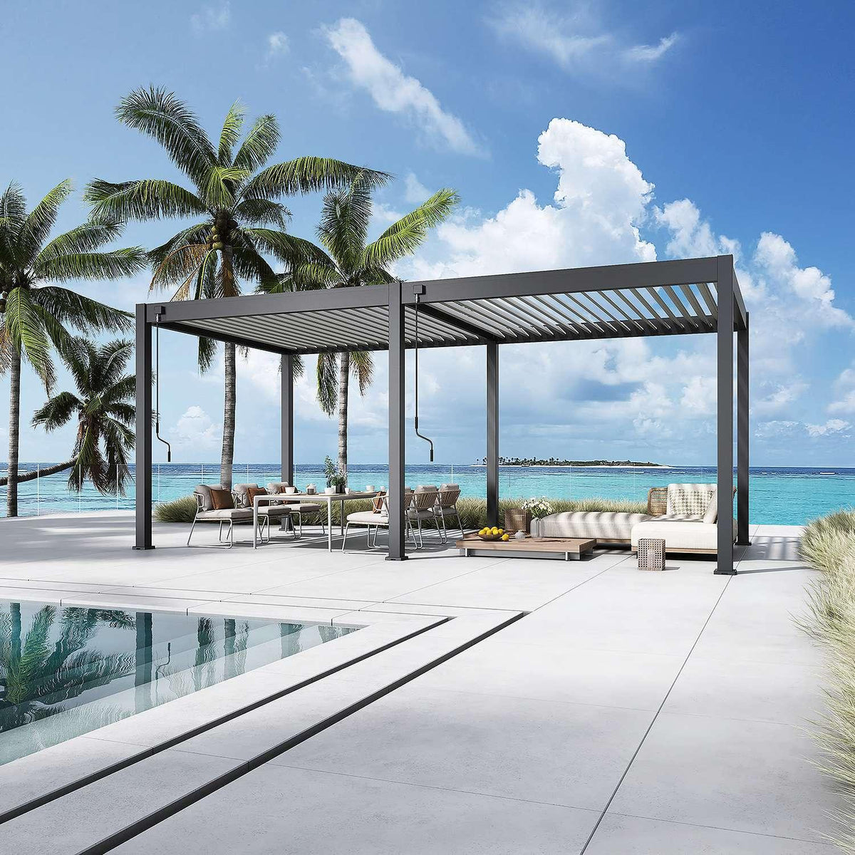 Aluminium Pergola 6m x 3m Free Standing with LED Package - SGP Garden Ltd