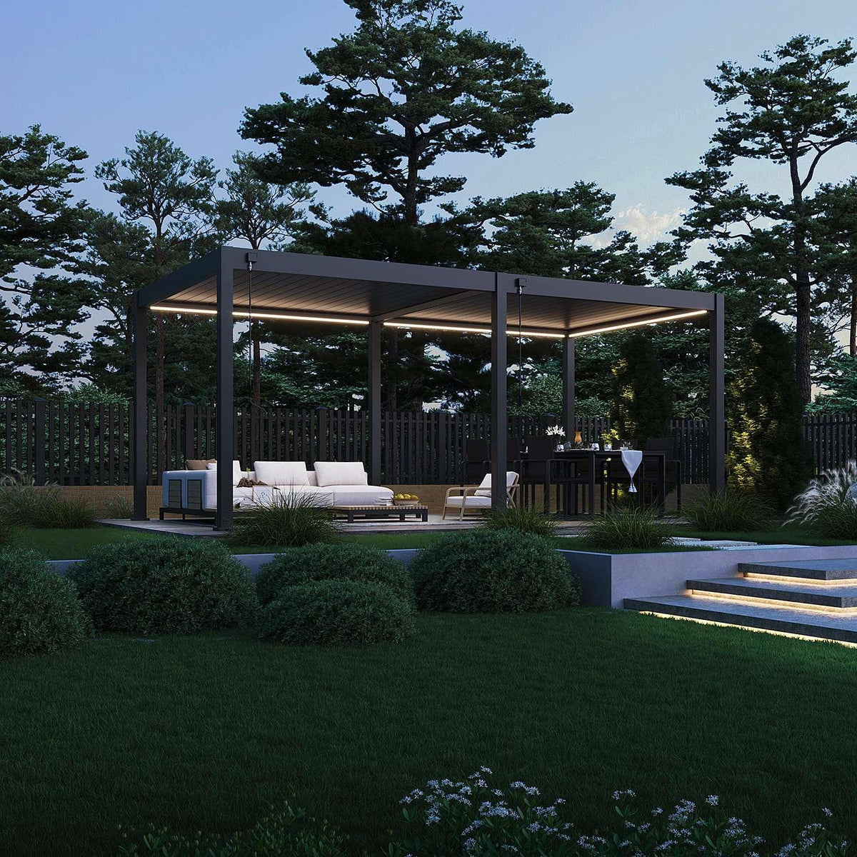 Aluminium Pergola 6m x 3m Free Standing with LED Package - SGP Garden Ltd