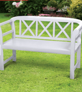 Bewdley 2-Seater Garden Bench – Solid Acacia Hardwood, Pearl White PU Painted Finish - SGP Garden Ltd