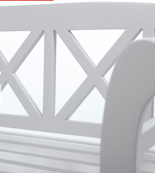 Bewdley 2-Seater Garden Bench – Solid Acacia Hardwood, Pearl White PU Painted Finish - SGP Garden Ltd