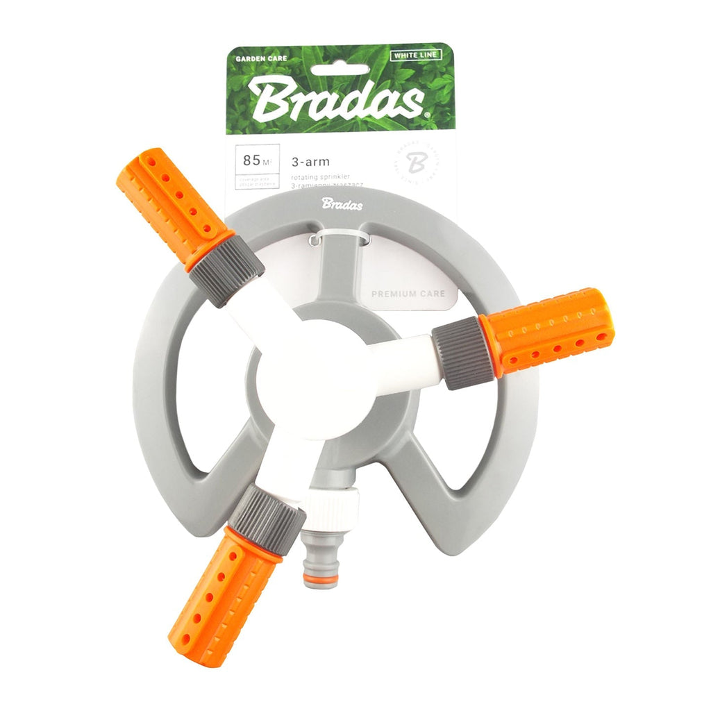 Bradas 3-Arm Revolving Sprinkler White Line Outdoor Watering Kit Water Connector - SGP Garden Ltd
