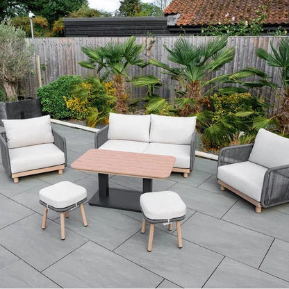 BUXTON - Rope Weave 2 Seater Sofa Set with Piller Coffee Table and 2 Stools - SGP Garden Ltd