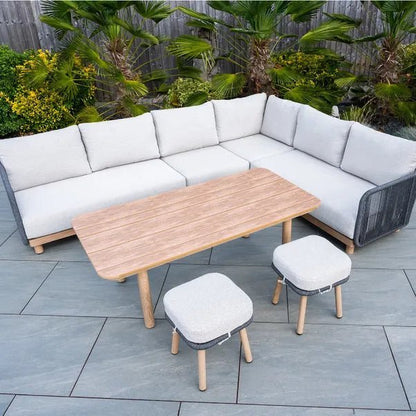 BUXTON - Rope Weave Corner Set with High Table and 2 Stools - SGP Garden Ltd