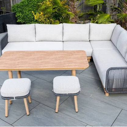 BUXTON - Rope Weave Corner Set with High Table and 2 Stools - SGP Garden Ltd