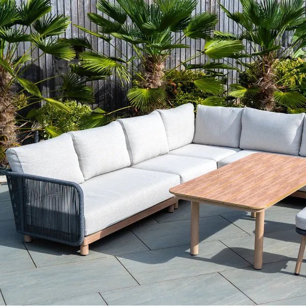 BUXTON - Rope Weave Corner Set with High Table and 2 Stools - SGP Garden Ltd