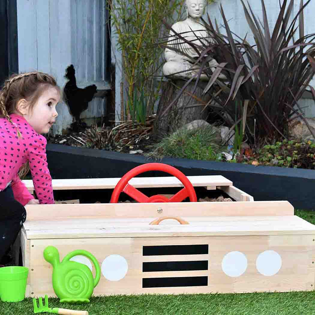 Car Shaped Wooden Sandpit - SGP Garden Ltd