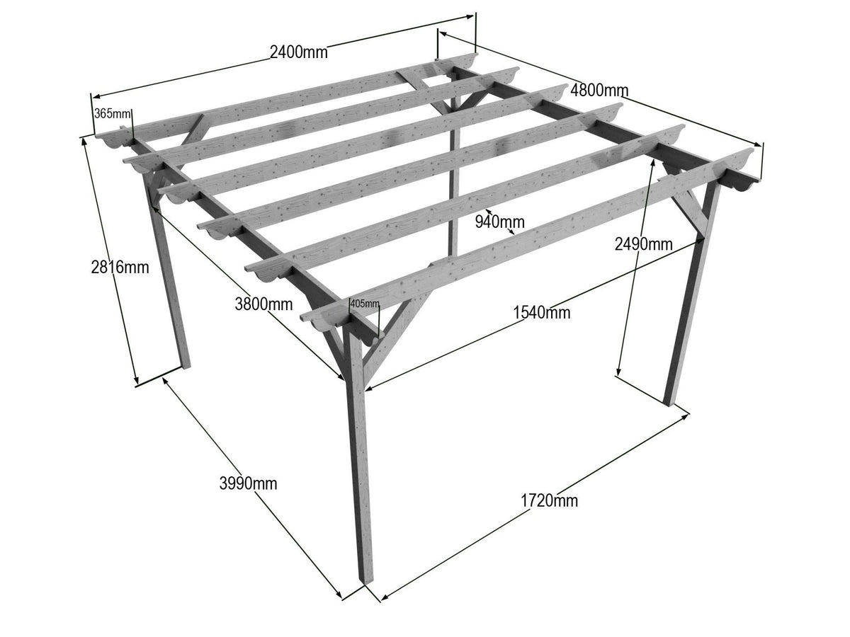 Chamfered Wooden Garden Pergola Kit - SGP Garden Ltd