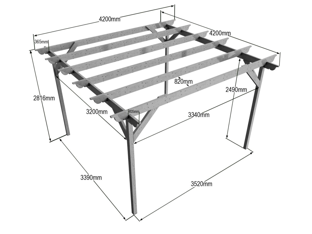 Chamfered Wooden Garden Pergola Kit - SGP Garden Ltd