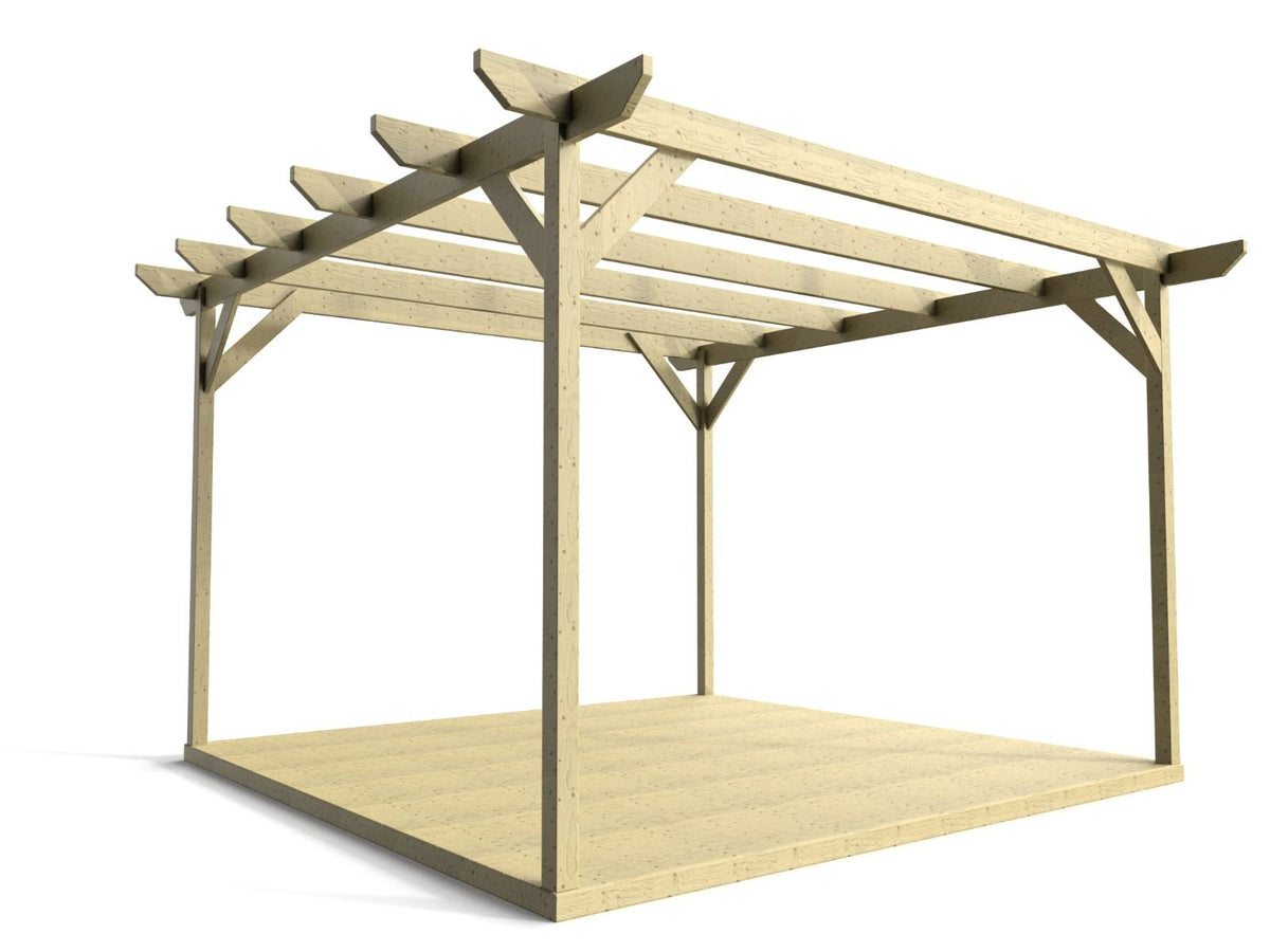 Chamfered Wooden Pergola and Decking Kit - SGP Garden Ltd