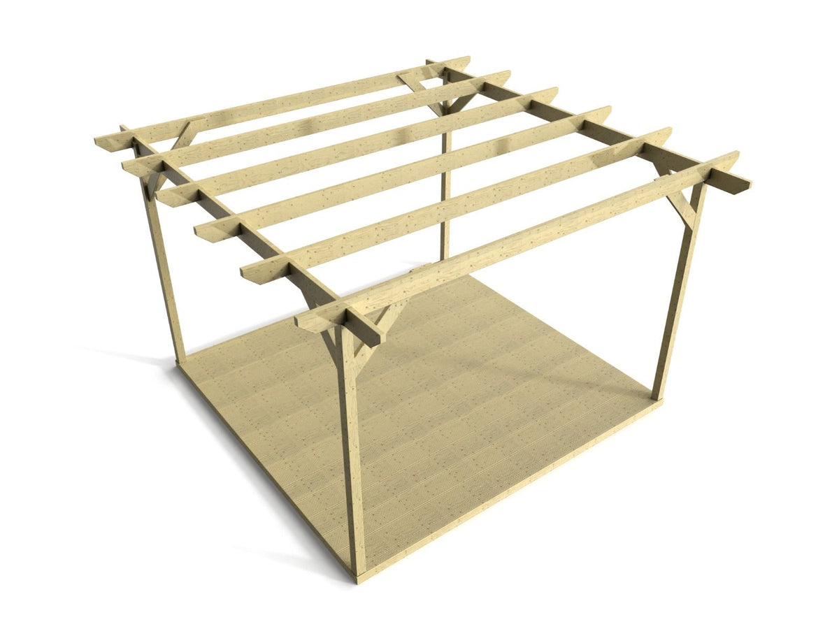 Chamfered Wooden Pergola and Decking Kit - SGP Garden Ltd