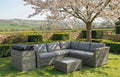 Chesterton Grey 5 Seater Corner Rattan Garden Sofa Lounge Set, Cover and Cushion Box Bundle - SGP Garden Ltd