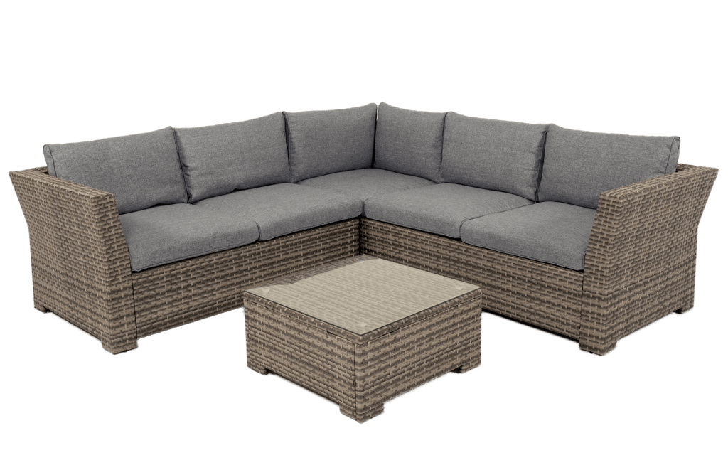 Chesterton Grey 5 Seater Corner Rattan Garden Sofa Lounge Set, Cover and Cushion Box Bundle - SGP Garden Ltd