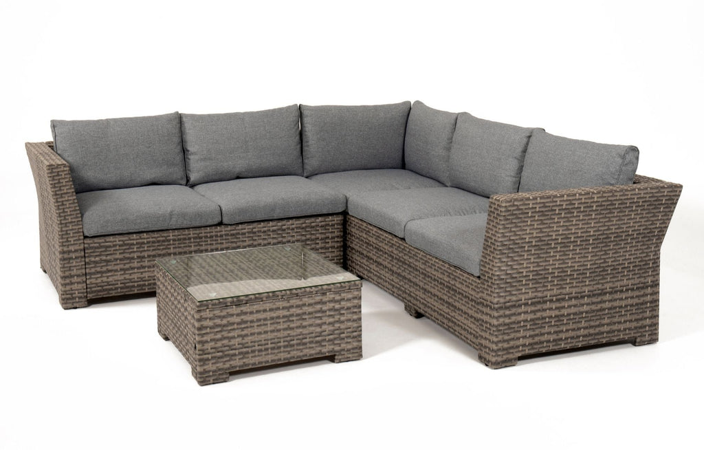 Chesterton Grey 5 Seater Corner Rattan Garden Sofa Lounge Set, Cover and Cushion Box Bundle - SGP Garden Ltd