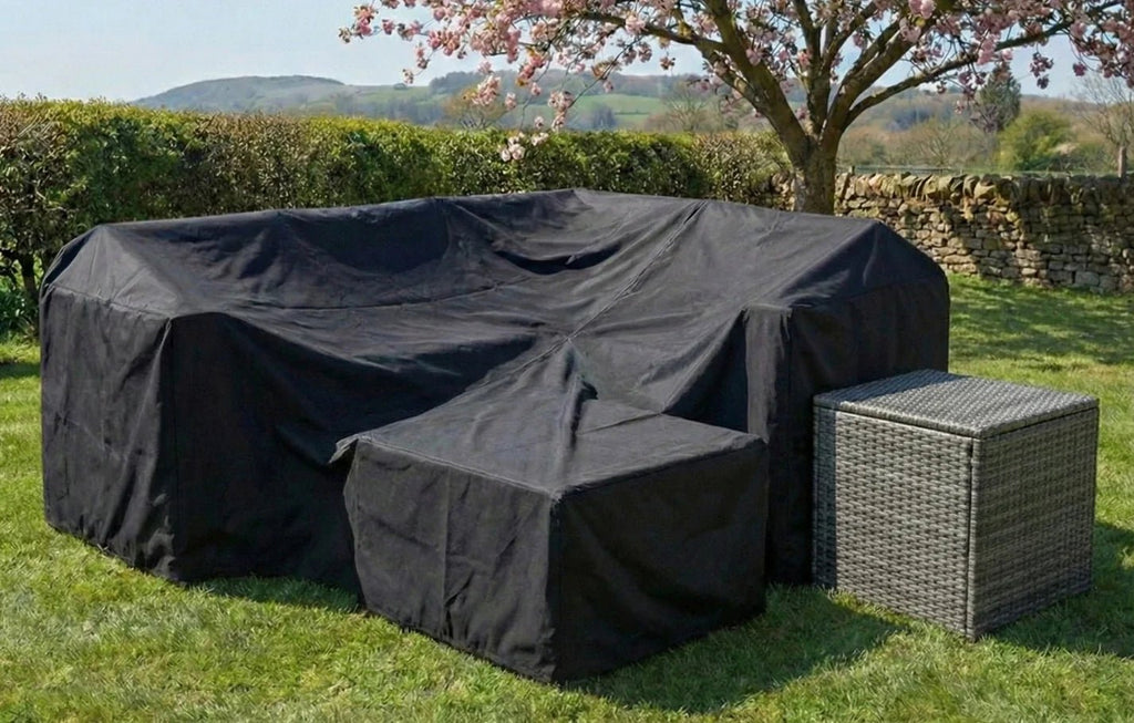 Chesterton Grey 5 Seater Corner Rattan Garden Sofa Lounge Set, Cover and Cushion Box Bundle - SGP Garden Ltd