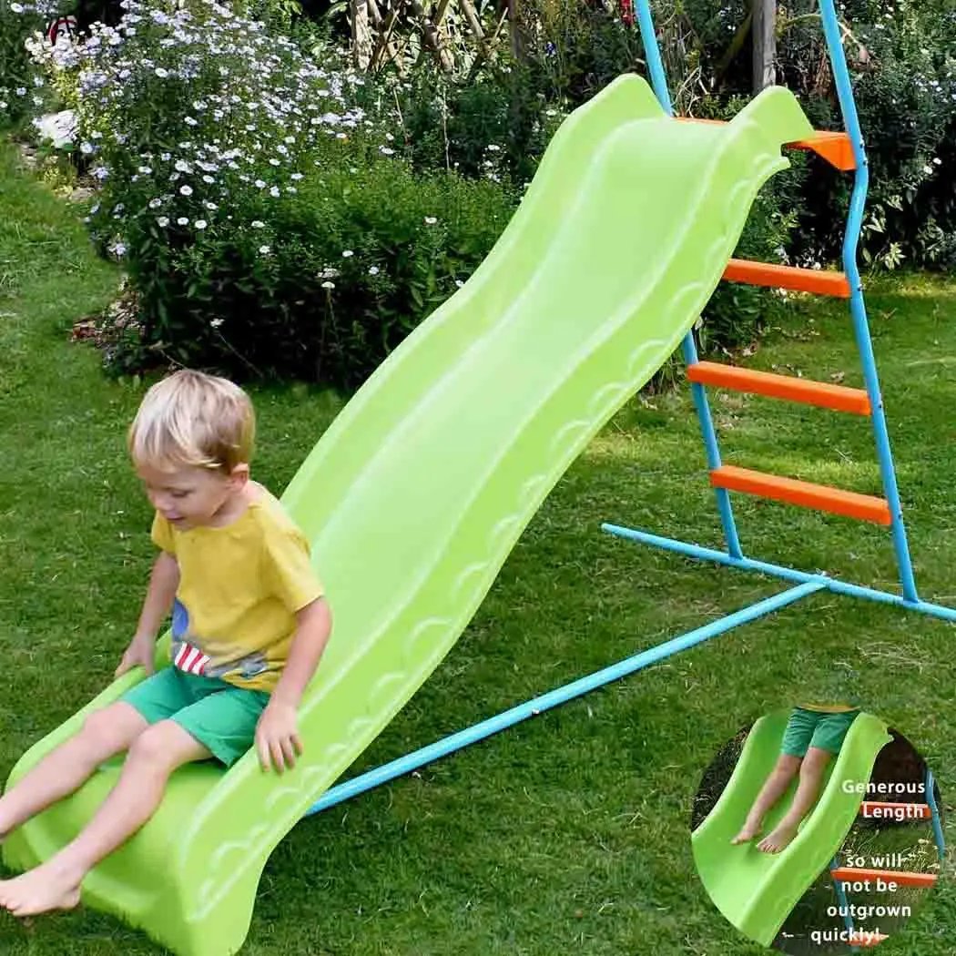 Children's Slide - Wavy - 1.85m - Freestanding - Green - SGP Garden Ltd