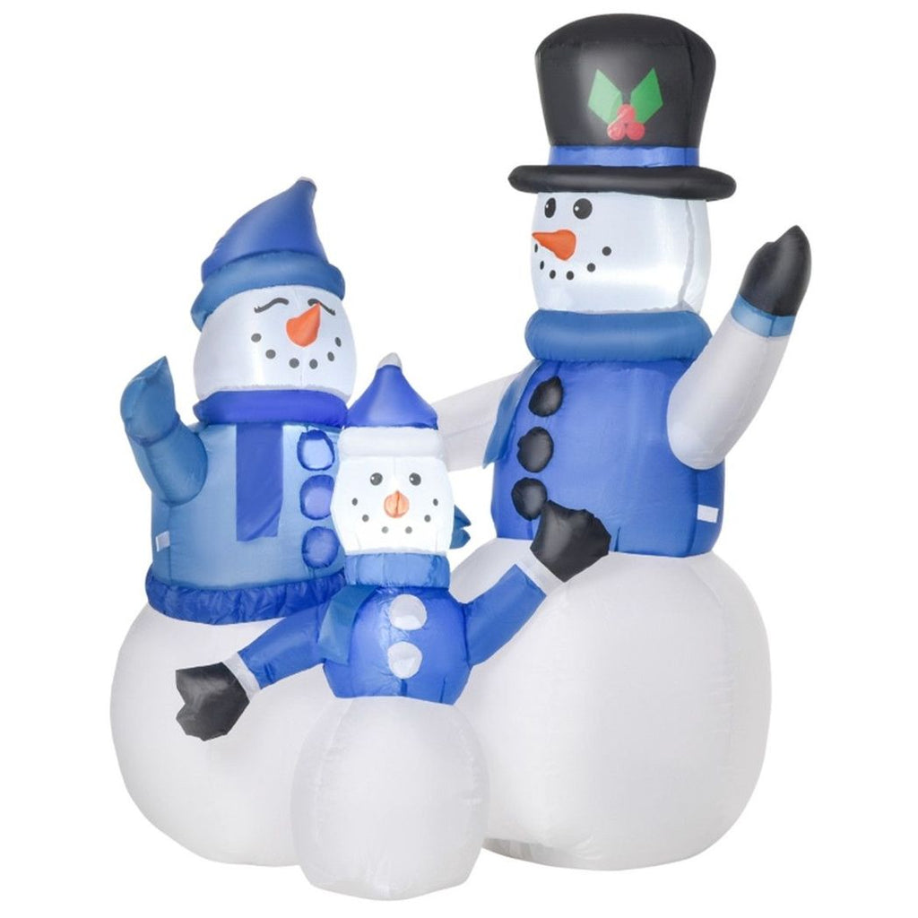 Christmas Inflatable Snowman Family of 3 Blue and White 100W x 55D x 120H cm - SGP Garden Ltd