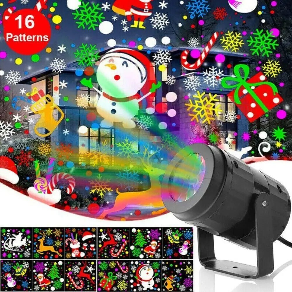 Christmas Party Lights Snowflake Projector Light Led Stage Light Rotating Xmas Pattern Outdoor Holiday Lighting Garden Christmas Decor - SGP Garden Ltd