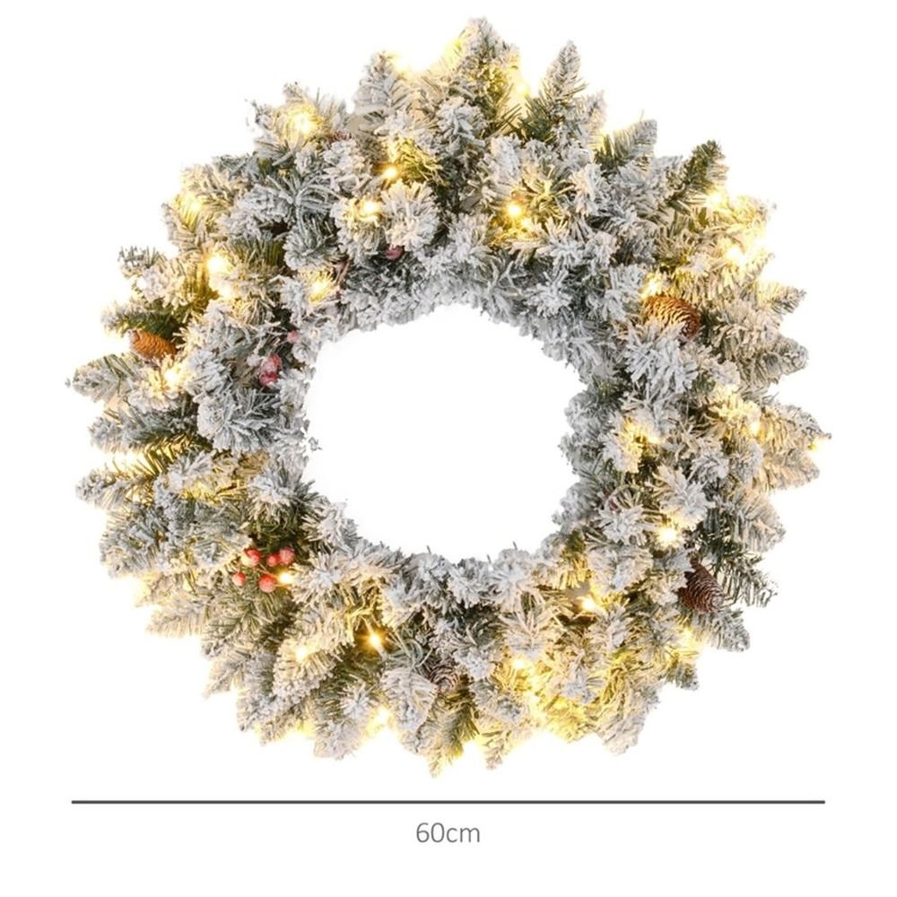Christmas Wreath Green Warm White with 50 warm white LED lights - SGP Garden Ltd