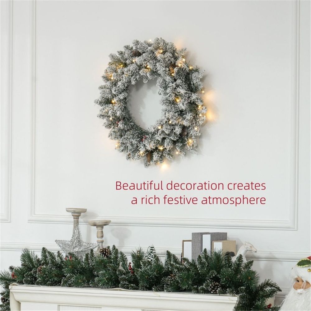 Christmas Wreath Green Warm White with 50 warm white LED lights - SGP Garden Ltd