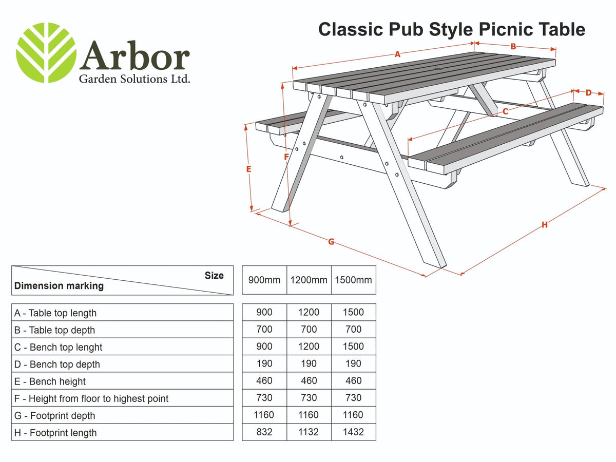 Classic Pub Style Picnic Bench and Table - SGP Garden Ltd