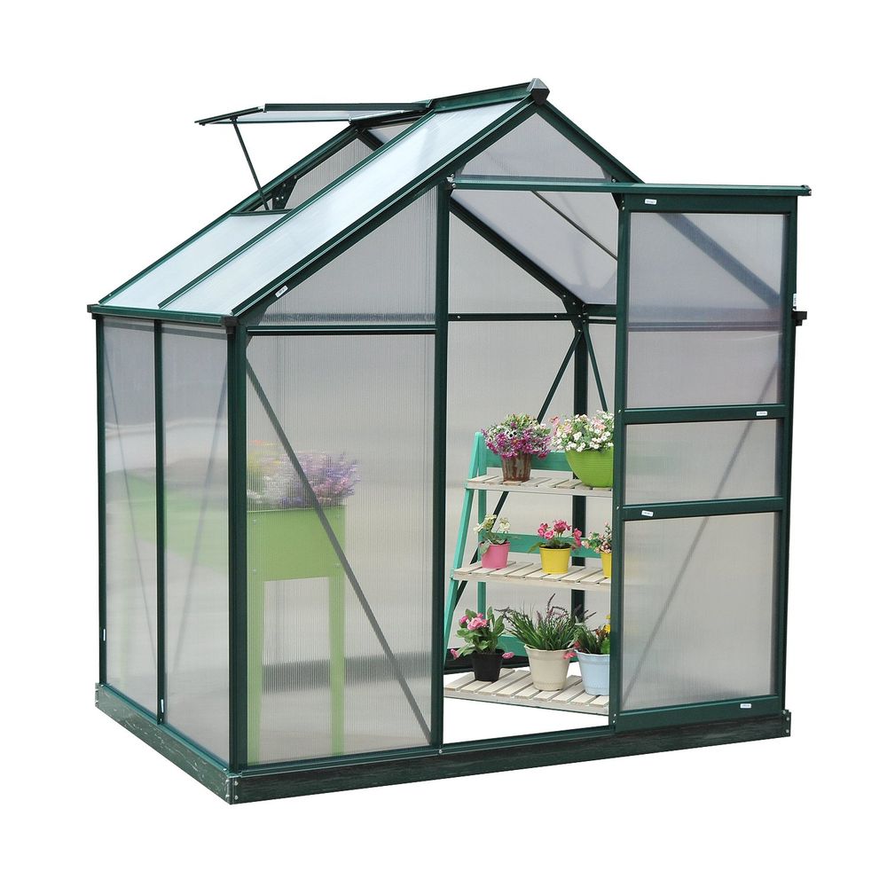 Clear Large Walk-In Greenhouse Garden Plants Grow Galvanized Base, Slide Door - SGP Garden Ltd
