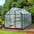 Clear Large Walk-In Greenhouse Garden Plants Grow Galvanized Base, Slide Door - SGP Garden Ltd