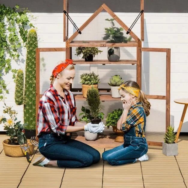 Cold Frame Mini Wooden Greenhouse with Openable Roof - SGP Garden Ltd