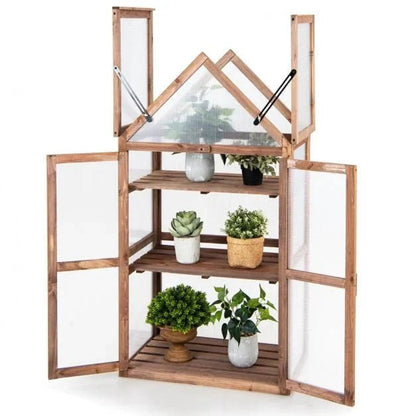 Cold Frame Mini Wooden Greenhouse with Openable Roof - SGP Garden Ltd