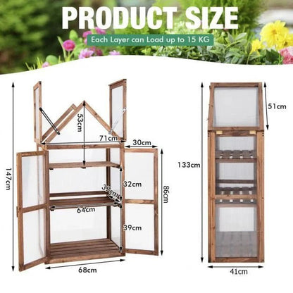 Cold Frame Mini Wooden Greenhouse with Openable Roof - SGP Garden Ltd