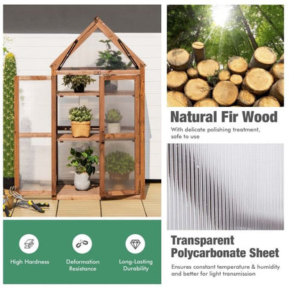 Cold Frame Mini Wooden Greenhouse with Openable Roof - SGP Garden Ltd