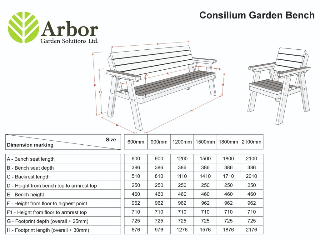 Consilium Garden Fence Bench With Backrest - SGP Garden Ltd