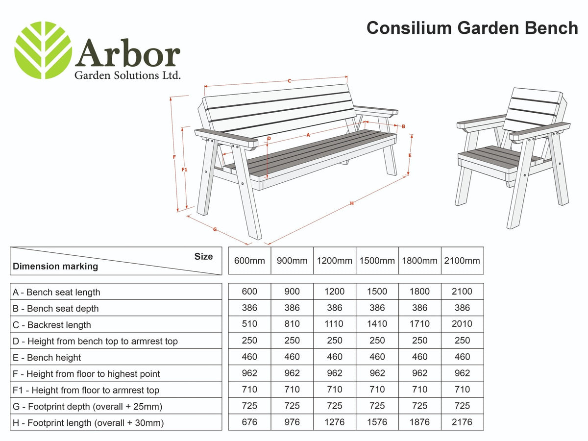 Consilium Garden Fence Bench With Backrest - SGP Garden Ltd